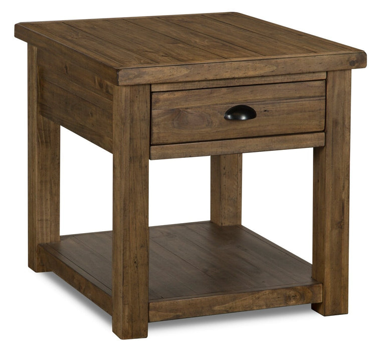Stratton 24\" Rustic End Table with Storage and Shelf - Dark Brown Pine