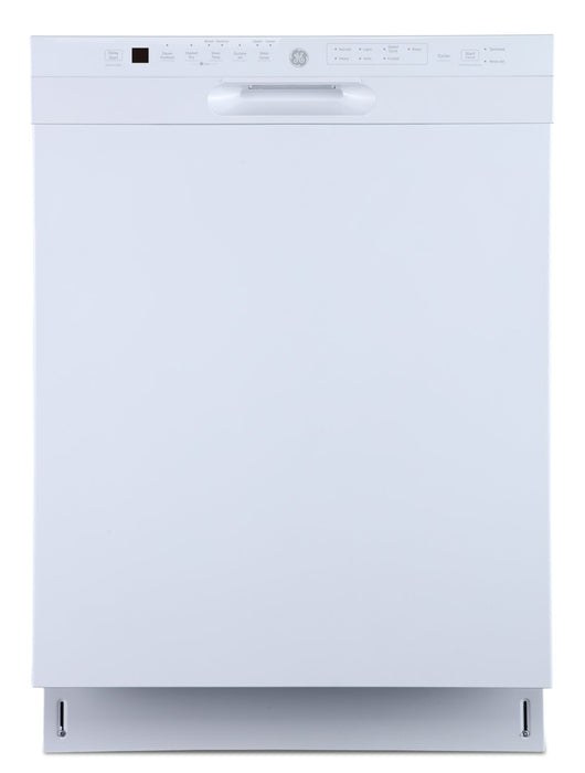 GE 24\" 48 dBA Built-In Front-Control Dishwasher with Steam Pre-Wash - White - GBF655SGPWW