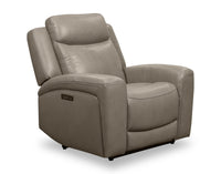 Prescott Genuine Leather Power Reclining Chair - Grey 