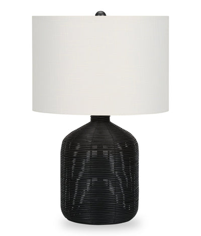 23" Black Rattan Table Lamp|Lampe de table de 23 po en rotin noir