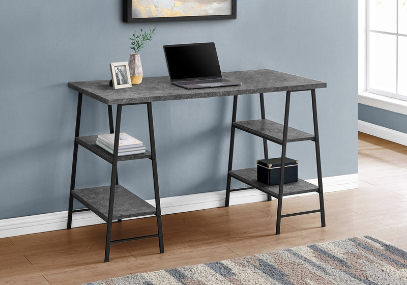 Jonnie 47.25\" Office Desk with Sawhorse-style Legs - Grey Stone-Look