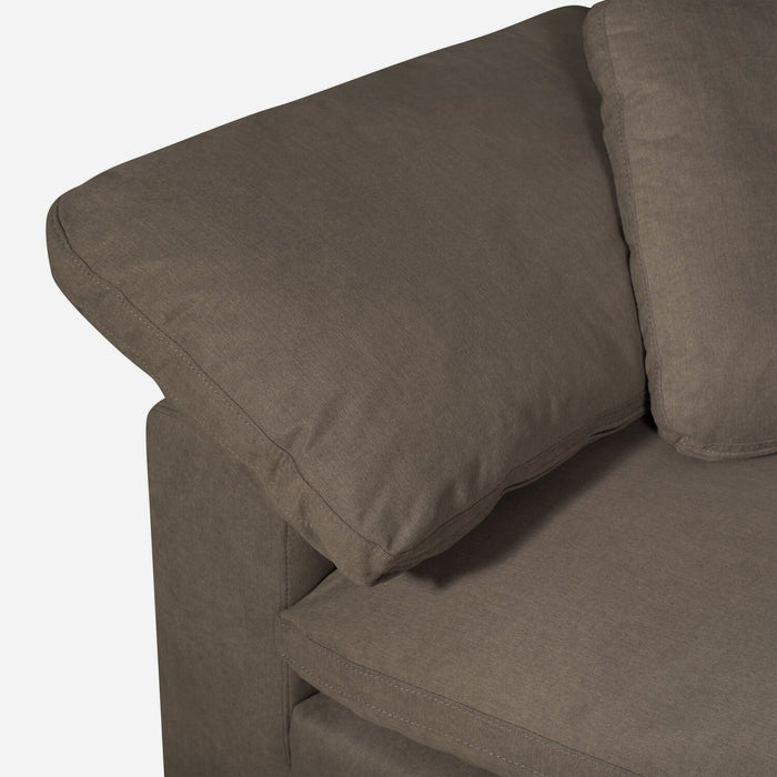 Eclipse Modular 5-Piece Linen-Look Fabric Sectional with Reversible Feather Down Cushions - Slate Grey