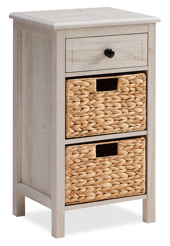 Jon 15.5" Chairside Table with 2 Baskets & Drawer - White Oak