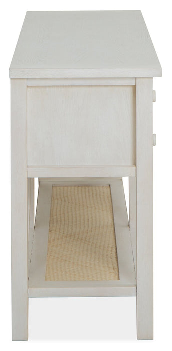 Ellison 60\" Traditional Sofa Table with Storage and Shelf - Antique White Wood