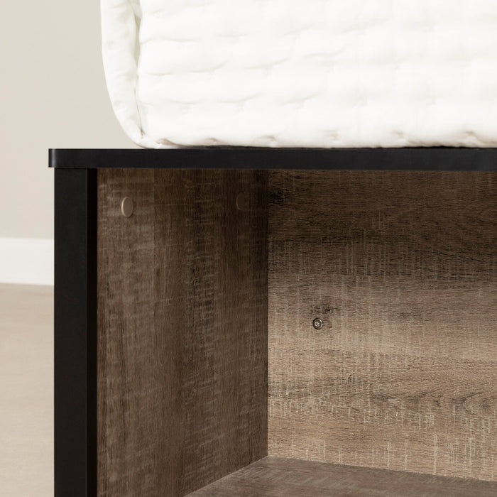 Everley Platform Bed Set with Panel Headboard, Built-in Storage & Baskets, Two-Tone - Twin Size