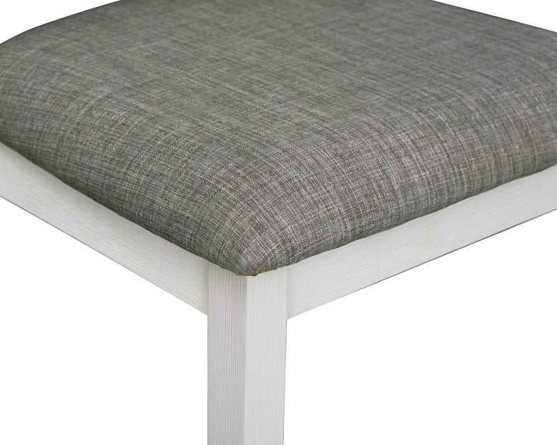 Echo Dining Chair with Linen-Look Fabric, Wood, Ladder-Back - White