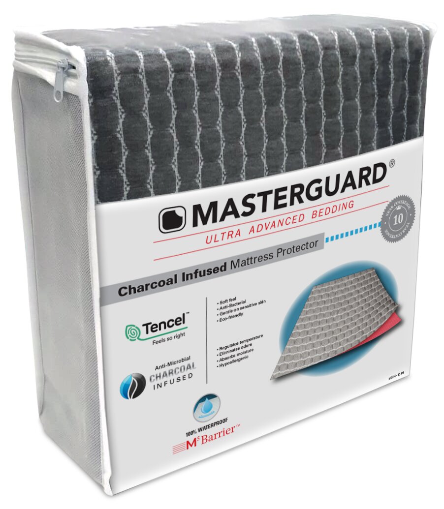 Masterguard Padding Masterguard® Charcoal King Mattress Protector with 2 Queen Pillows ...