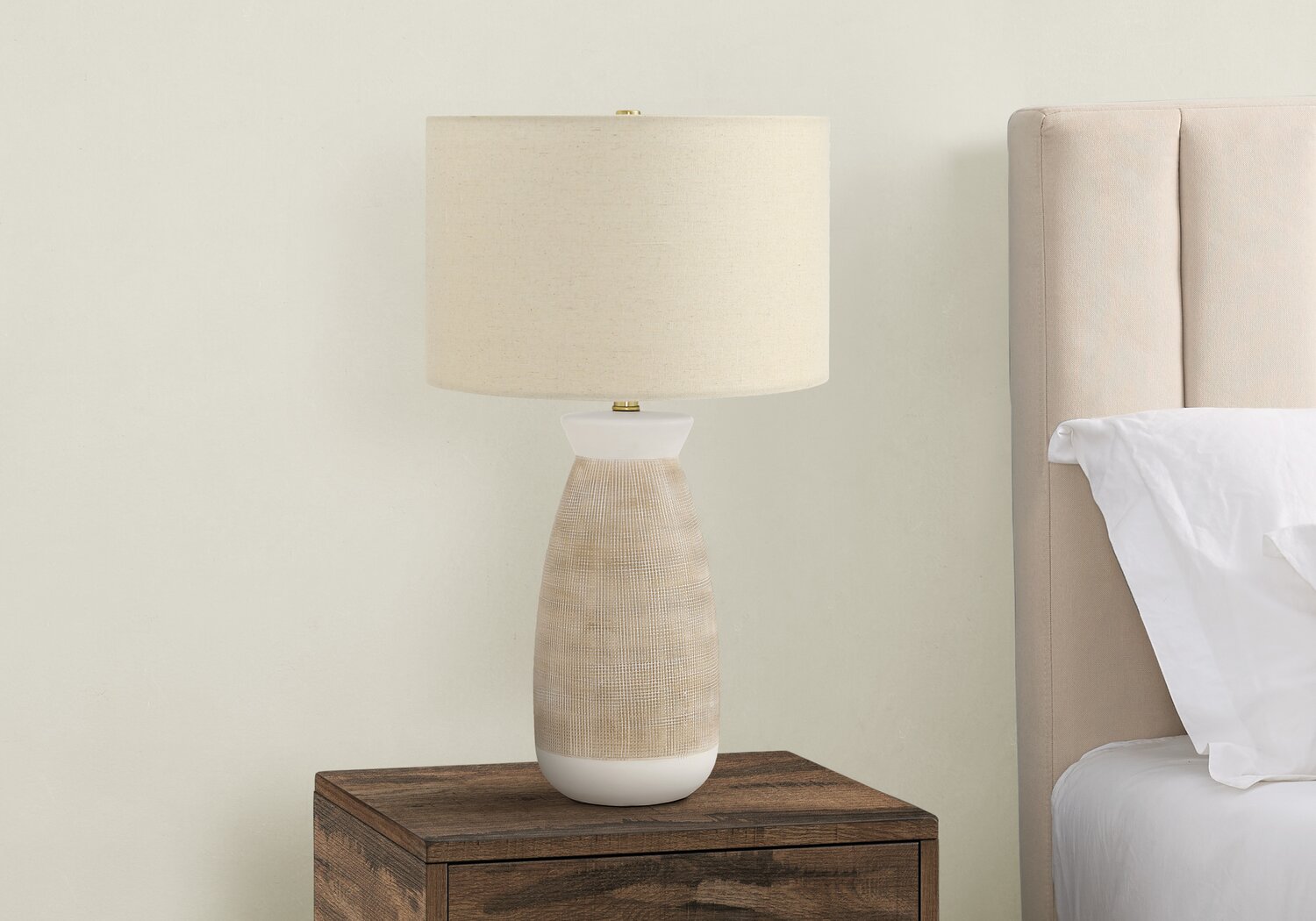 27" Cream Ceramic Table Lamp with Beige Shade - The Brick