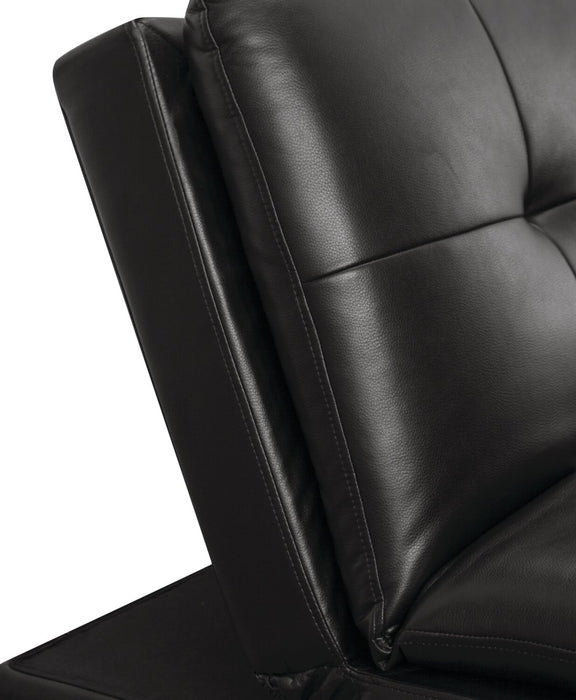 June 73.2\" Leather-Look Fabric Klik Klak Futon with Metal Legs and Tufting - Black