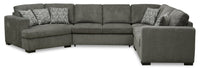 Izzy 4-Piece Chenille Sleeper Sectional with Left-Facing Cuddler - Pewter 