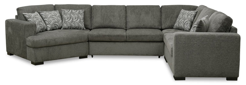 Izzy 4-Piece Chenille Sleeper Sectional with Left-Facing Cuddler - Pewter