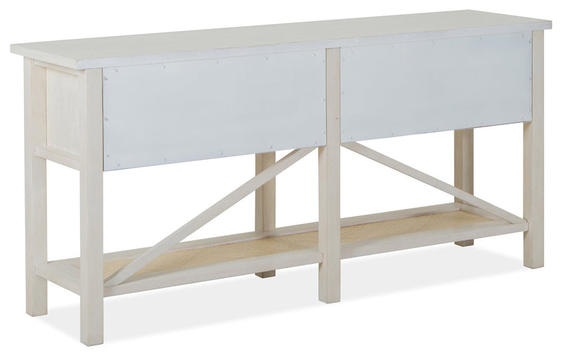 Ellison 60\" Traditional Sofa Table with Storage and Shelf - Antique White Wood