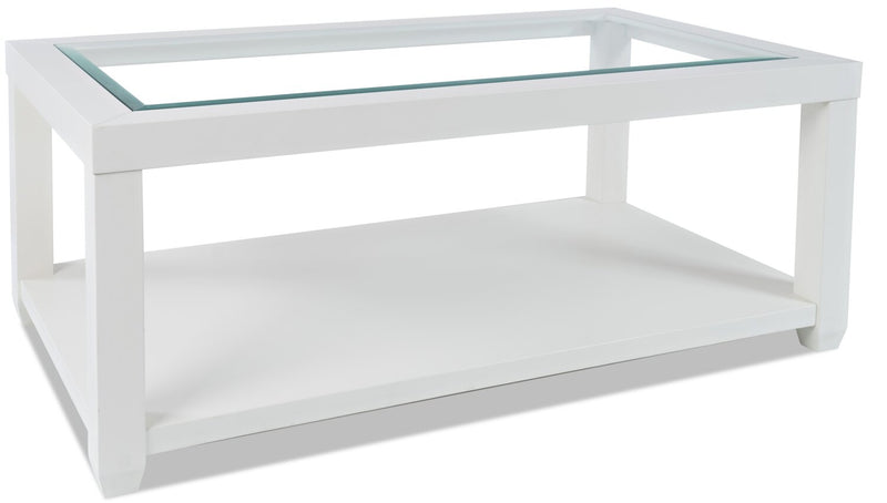 Corey Coffee Table - White - Modern style Coffee Table in White Acacia, Glass