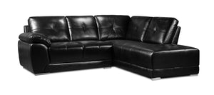 Rocklin 2-Piece Leather-Look Fabric Right-Facing Sectional - Black 