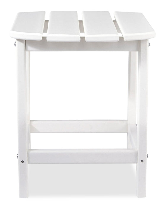 Bask Outdoor Patio End Table - 15\"W, High Density Plastic, UV & Weather Resistant - White