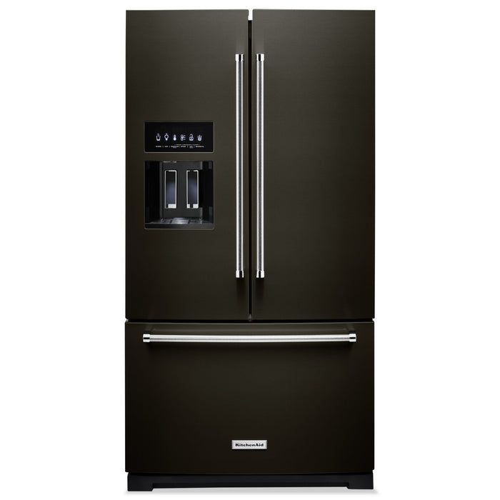 KitchenAid 36\" 26.8 Cu. Ft. French-Door Refrigerator - Black Stainless - KRFF577KBS