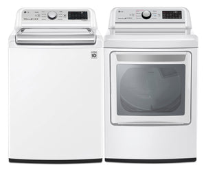 LG Smart 5.6 Cu. Ft. Top-Load Washer and 7.3 Cu.Ft. Electric Dryer | Laveuse intelligente à chargement par le haut de 5,6 pi³ et sécheuse électrique de 7,3 pi³ de LG | LGTL7305