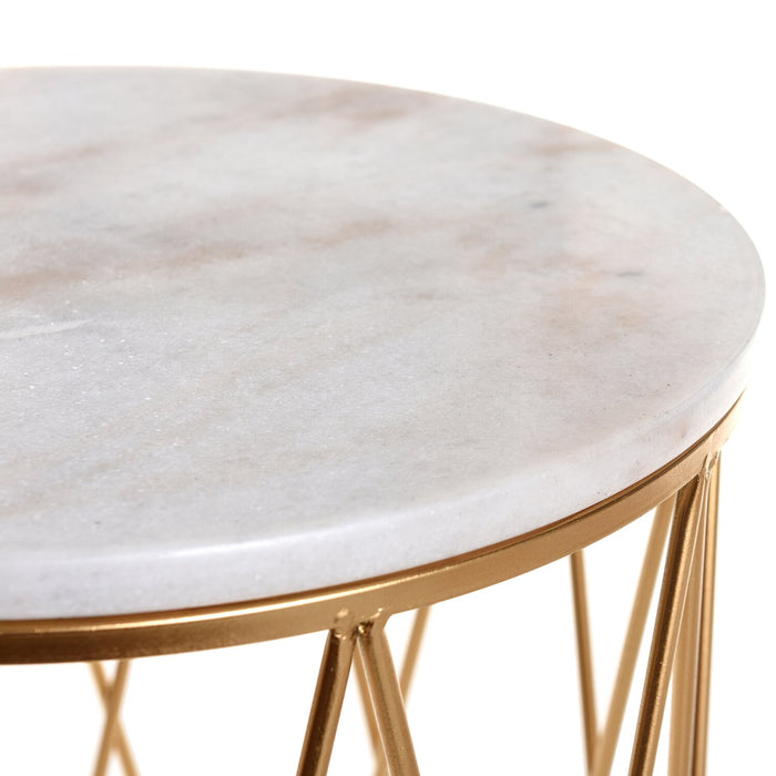 Dalilah 16\" 2-Pack Accent Table Package - White Marble with Gold Base