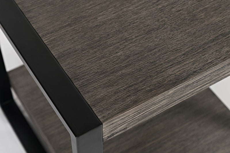 Apex 23\" Modern End Table with Shelf - Grey with Black Metal Legs