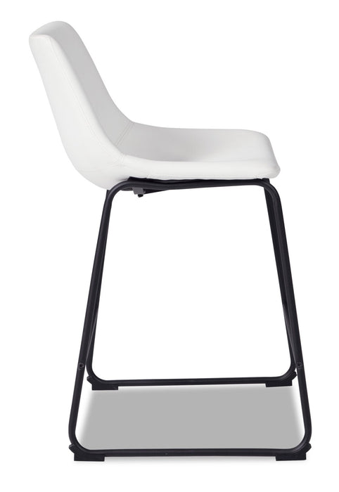 Cole Counter-Height Stool with Vegan Leather Fabric, Metal - White