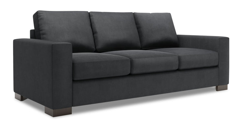 Made in Canada Customizable Sofa Lab Track 85\" Linen-Look Fabric Sofa with Track Arms - Pax Pepper Grey