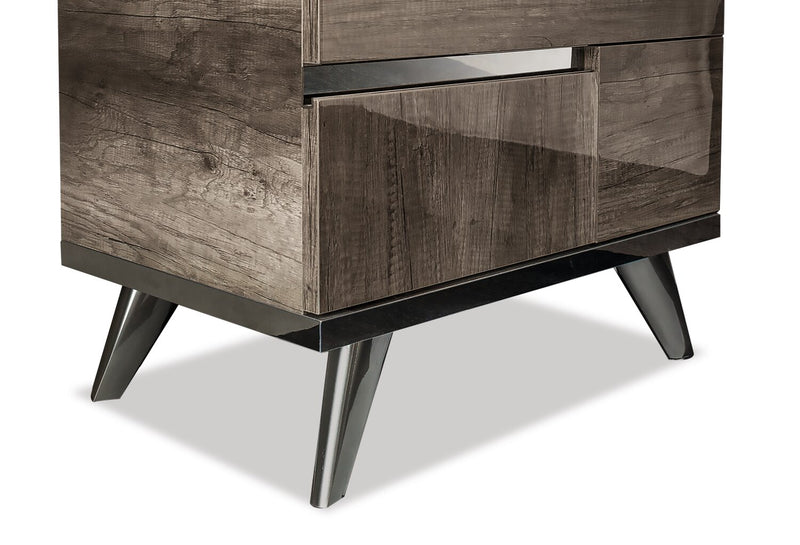 Gino Bedside 2-Drawer Nightstand - Made in Italy, 24.8\"W x 23.2\"H, Modern - Brown