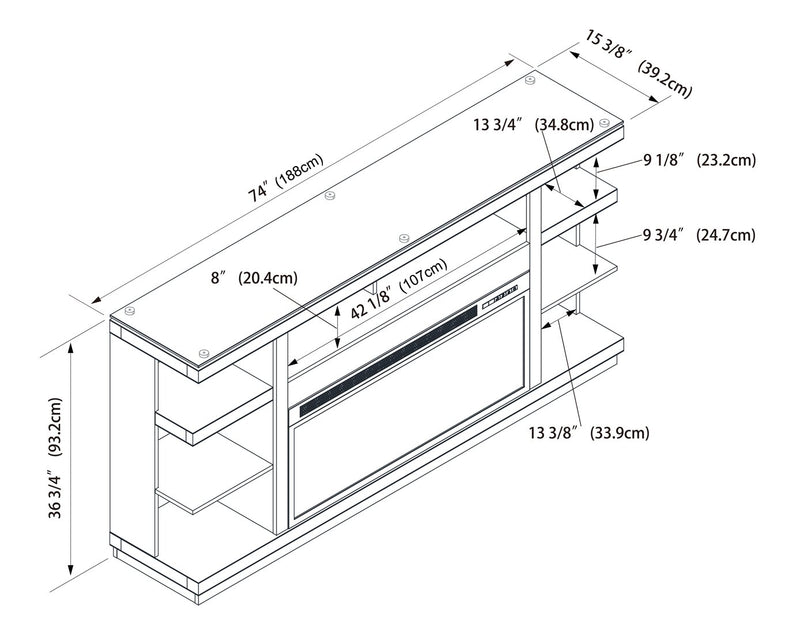 Axel 74\" Modern  Electric Fireplace TV Stand with Storage and Cable Management for TVs up to 85\"- Taupe
