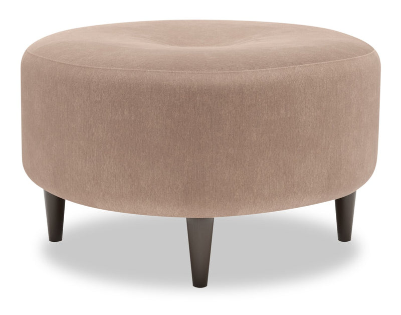 Made in Canada Customizable Sofa Lab The Curve 31\" Linen-Look Fabric Ottoman - Pax Wicker Brown