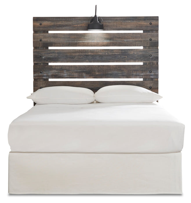 Abby Panel Headboard with LED Light & USB Ports, Brown - Full Size
