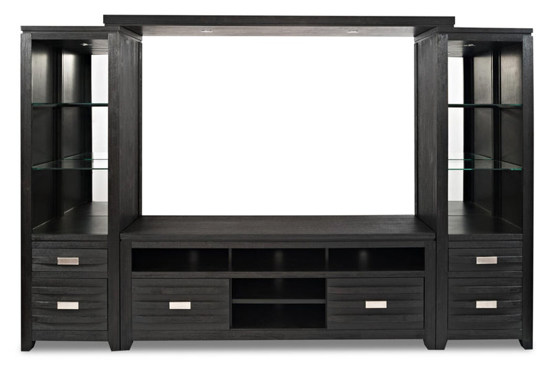 Bronx 94\" 4-Piece Wall Unit Entertainment Centre with Storage & Cable Management for TVs up to 55\"- Charcoal