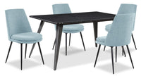 Nico 5-Piece Dining Package – Blue and Black 