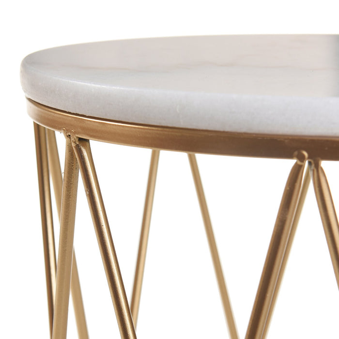 Dalilah 16\" 2-Pack Accent Table Package - White Marble with Gold Base