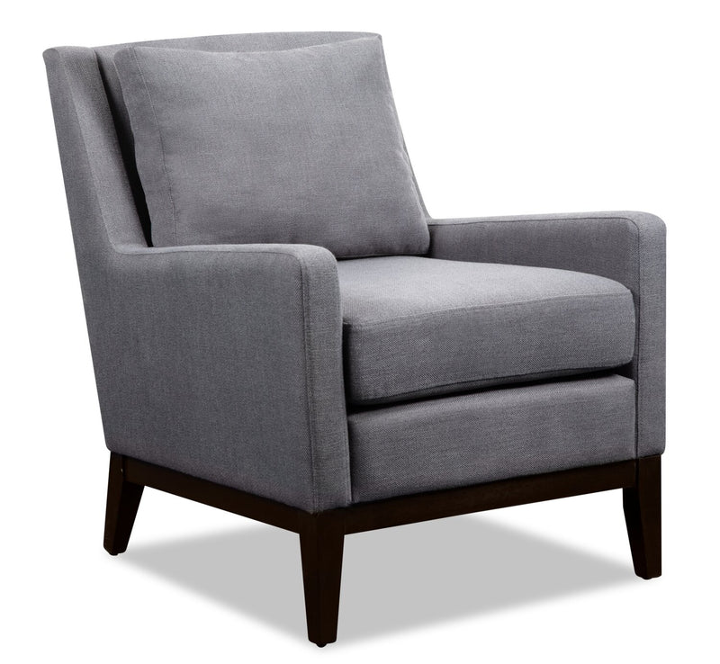 Adel Linen-Look Fabric Accent Chair - Dark Grey - Contemporary style Accent Chair in Dark Grey Plywood, Rubberwood