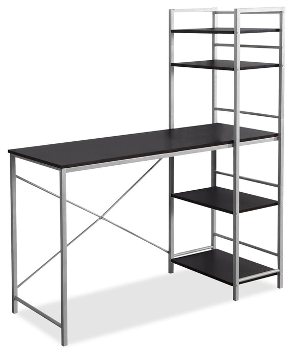 Kayden 47.25\" Office Desk with Open Shelves - Espresso 