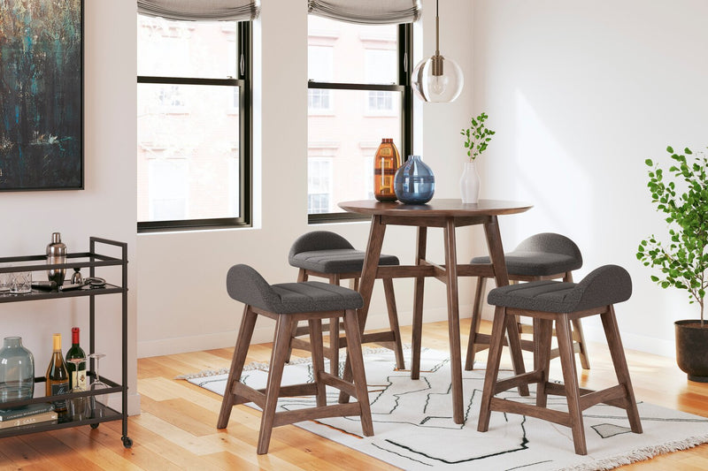 Jovi Counter-Height Stool with Linen-Look Fabric, Wood - Charcoal