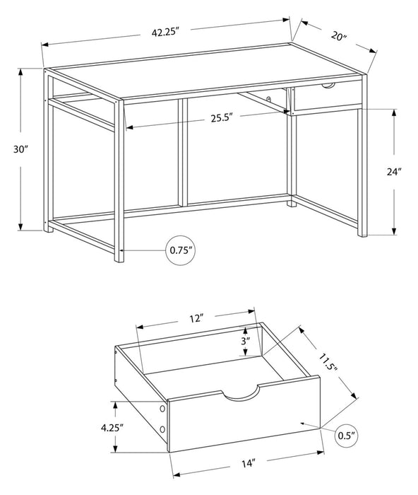 Everly 42.25\" Office Desk with Drawer - Grey