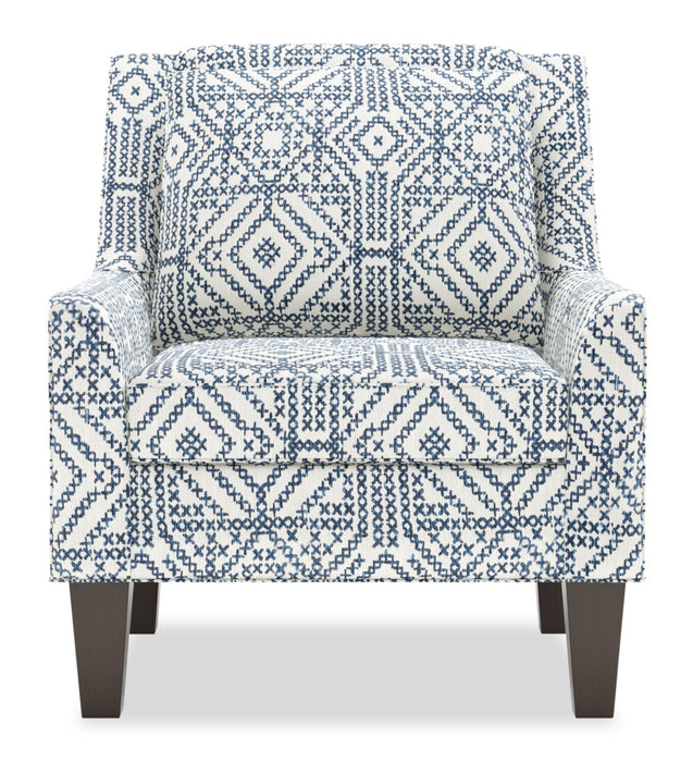 Made in Canada Sofa Lab Customizable Club 29\" Fabric Accent Chair with Wood Legs - Ink Multicolour