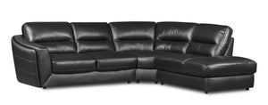 Romeo 3-Piece Genuine Leather Right-Facing Sectional - Black