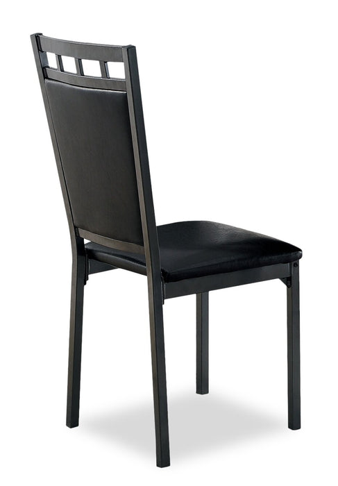 Marc 5pc Dining Set with Table & 4 Chairs, Marble-Look Top, Metal, 48\"W - Black