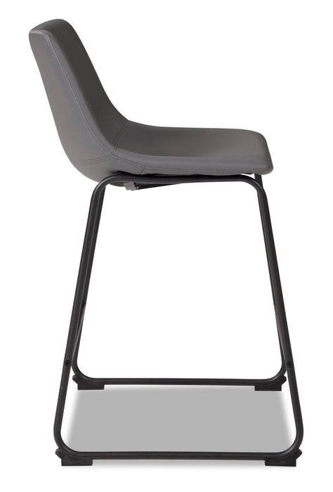 Cole Counter-Height Stool with Vegan Leather Fabric, Metal - Grey