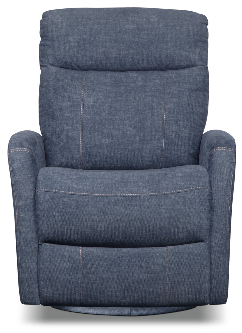 Jeffery Velvet Swivel Glider Recliner Indigo The Brick