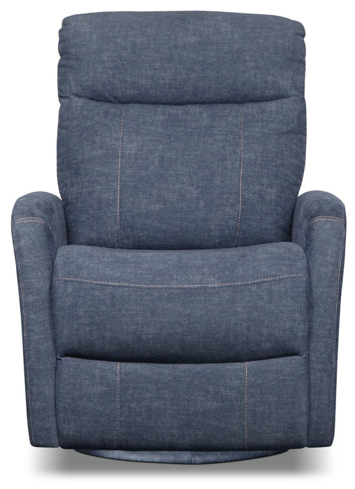 Jeffry 30.3\" Velvet Fabric Swivel Glider Reclining Chair - Indigo Blue