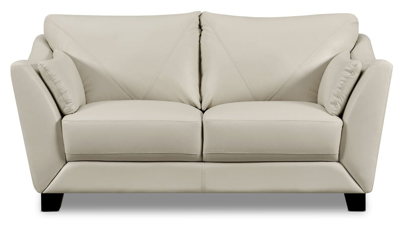Chateau d'Ax Lusso 69\" 100% Genuine Leather Loveseat with Wood Legs - Smoke Grey