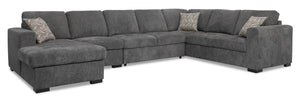 Izzy 5-Piece Chenille Left-Facing Sleeper Sectional - Pepper | Sofa-lit sectionnel de gauche Izzy 5 pièces en chenille - poivre | IZZCPLS5