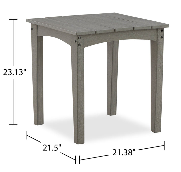 Cape Outdoor Patio End Table - 21\"W, High Density Plastic, UV & Weather Resistant - Grey