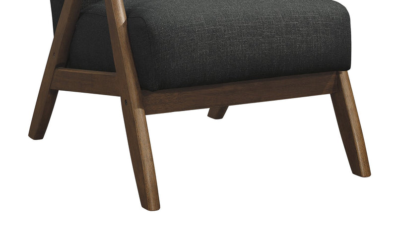 Kyra 28.5\" Linen-Look Fabric Accent Chair with Curved Arms and Wood Frame - Grey