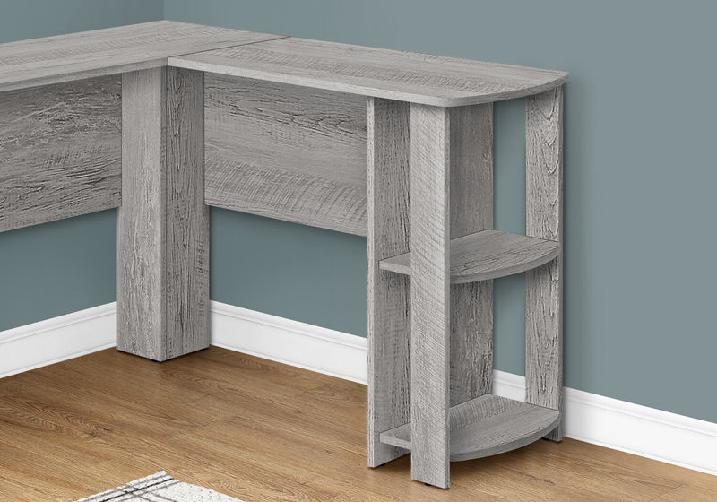 Eason 47\" L-Shaped Office Desk with Shelf - Grey
