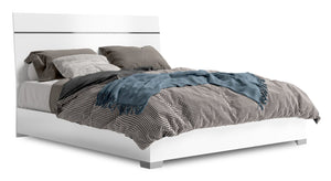 Raia 5pc Bedroom Set with Panel Bed, Dresser & Mirror - Made in Italy, Modern, White - Queen Size