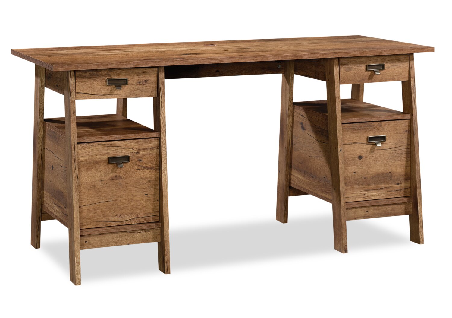 Kyree Executive Office Desk with 4-Drawers Vintage Oak