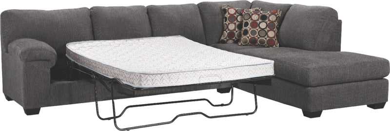 Made in Canada Morty 2-Piece Right-Facing Chenille Fabric Sofa Bed Sectional with Accent Pillows - Grey